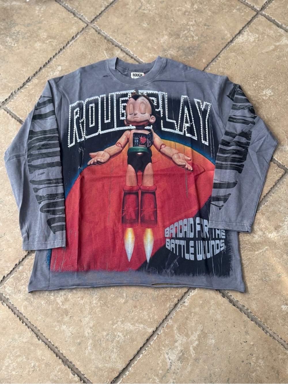 Grey Rough Play Long Sleeve T-Shirt